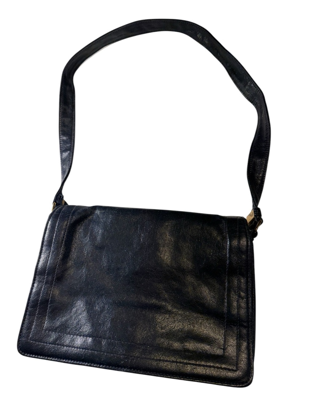 Vintage Dark Navy Blue Markay USA Leather Shoulder Bag Purse MINTY RARE